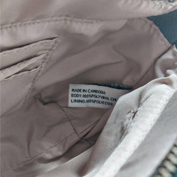 Nine West Women Mini Satchel Crossbody Handbag Teal Green Gold Chain Strap Purse - Picture 9 of 10